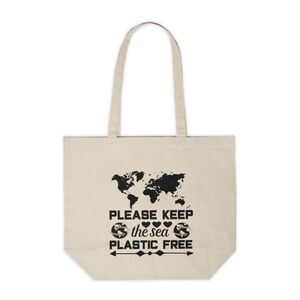 Please Keep The Sea Plastic Free Custom Canvas Tote Bag